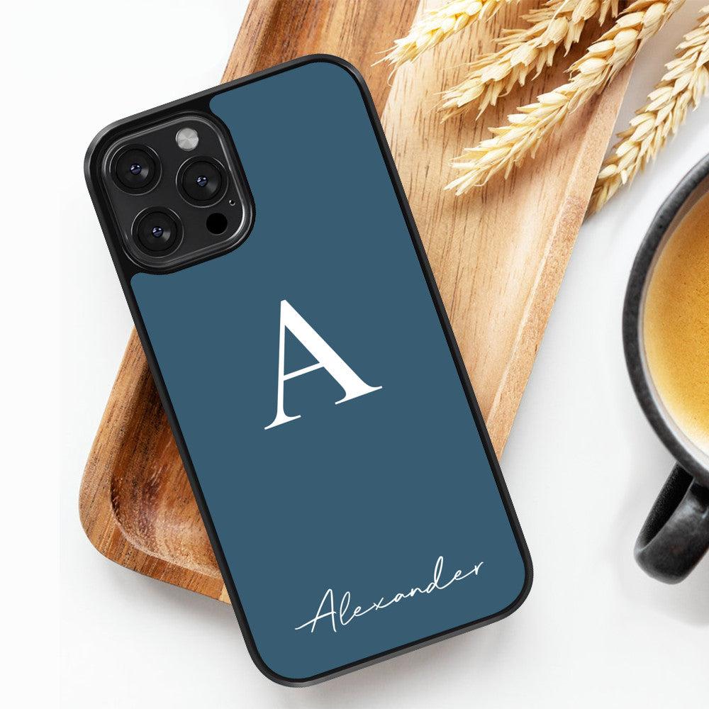 Personalized Name and Initials - Azure Blue - iPhone Case