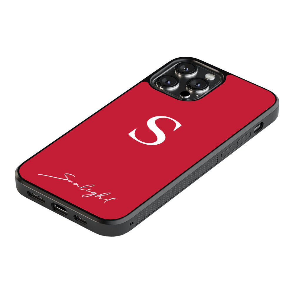 Personalized Name and Initials - Red - iPhone Case