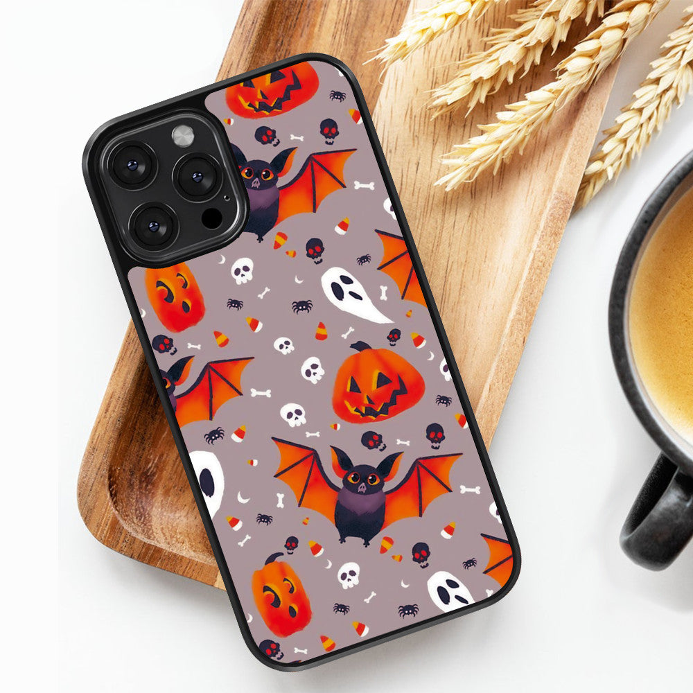 Pumpkin and Bat - iPhone Case