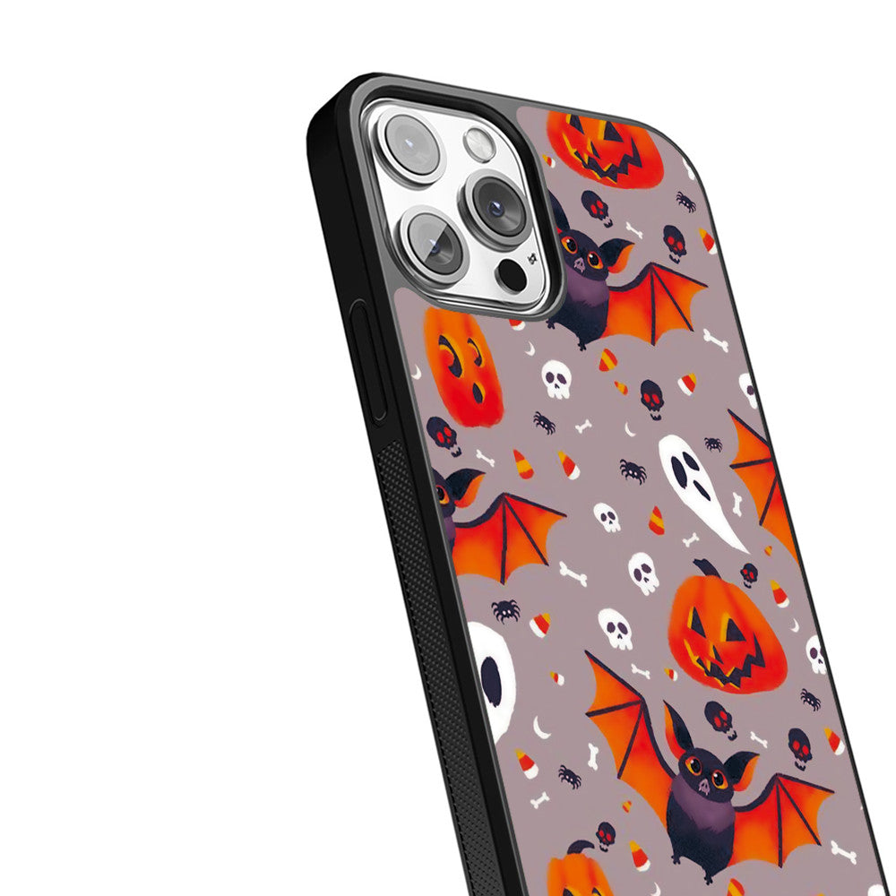 Pumpkin and Bat - iPhone Case