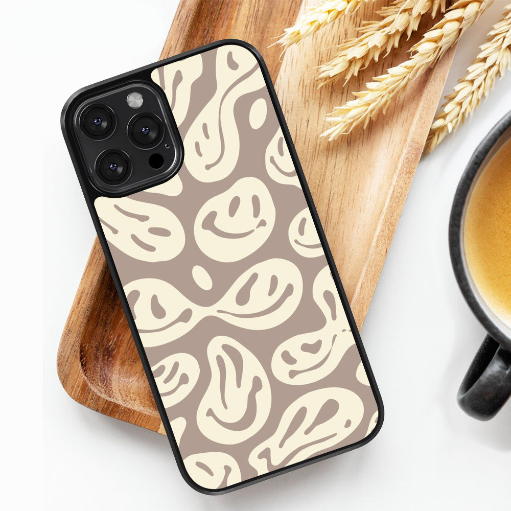 Abstract Smiles - Brown&White - iPhone Case