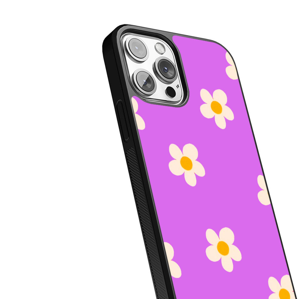 Tiled Flowers - Plum Red - iPhone Case