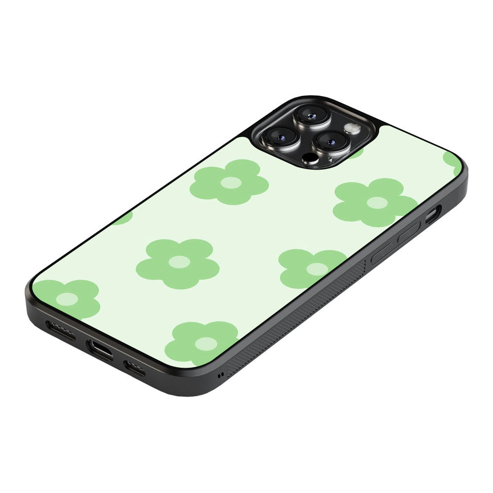 Tiled Flowers - Green - iPhone Case