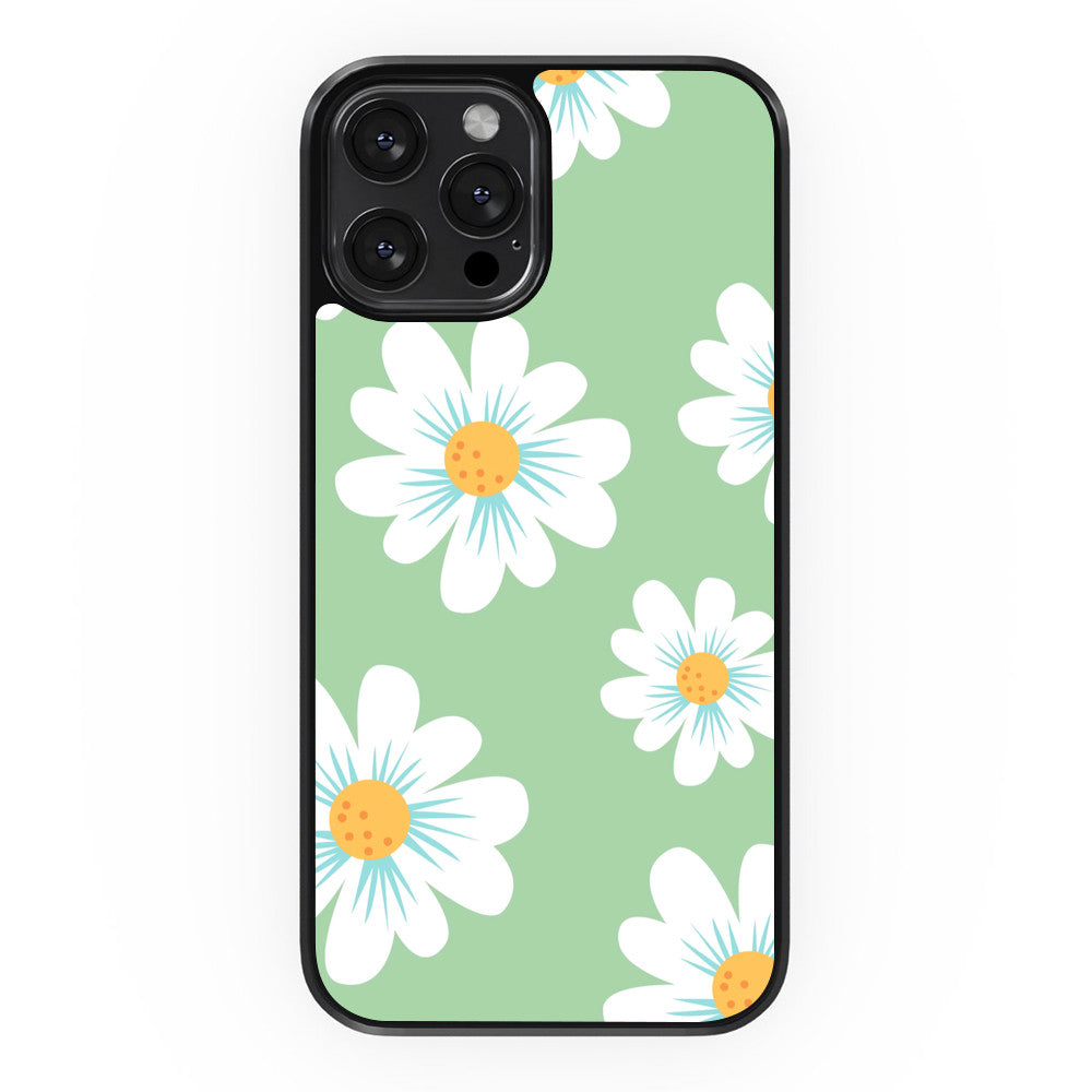 Tiled Chrysanthemum - Green - iPhone Case