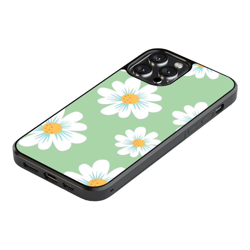 Tiled Chrysanthemum - Green - iPhone Case