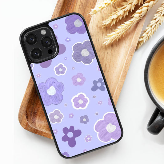Tiled Flowers - Purple - iPhone Case