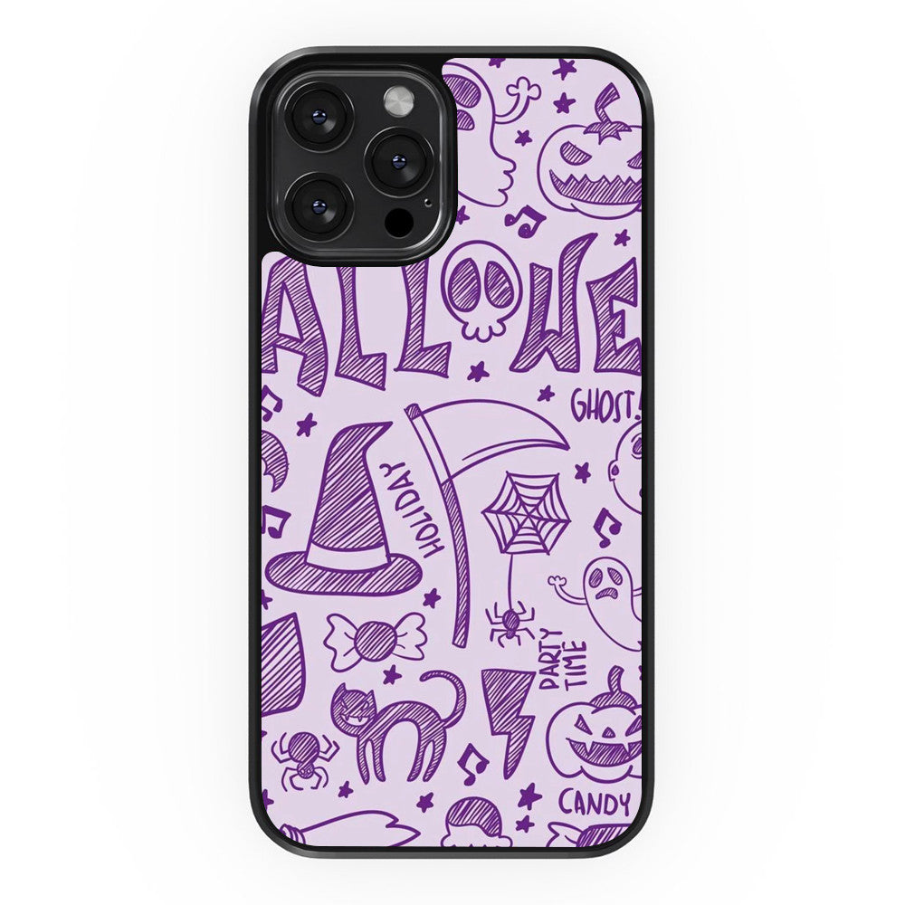 Purple Halloween Doodle - iPhone Case