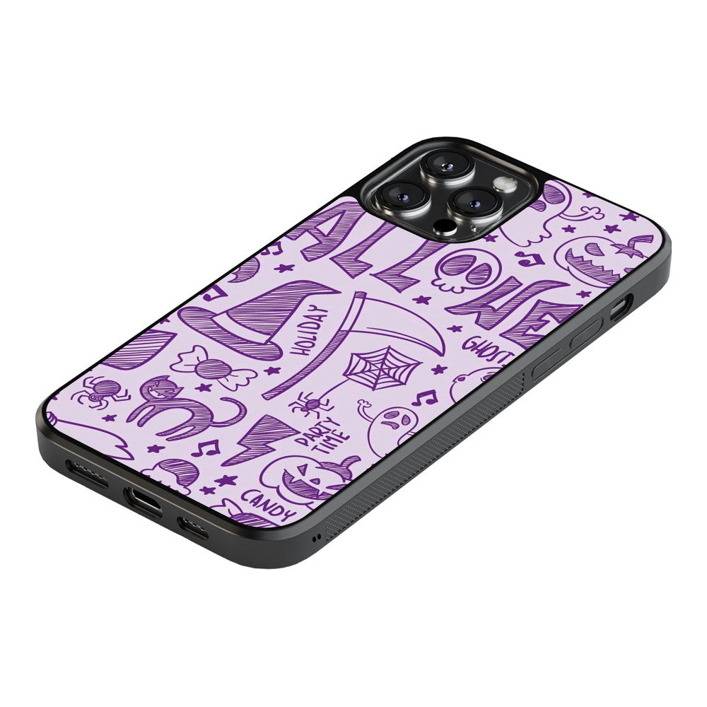 Purple Halloween Doodle - iPhone Case