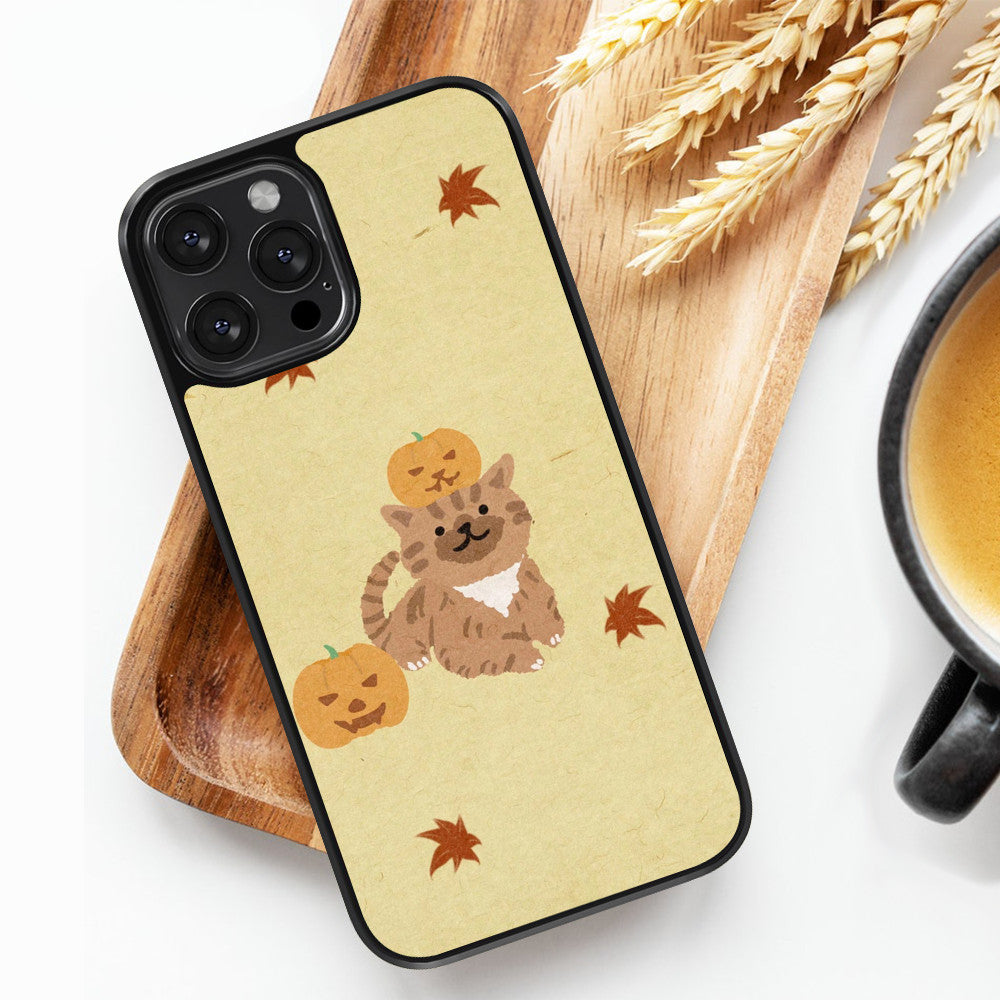 Cute Cat and Pumpkin - Halloween - iPhone Case
