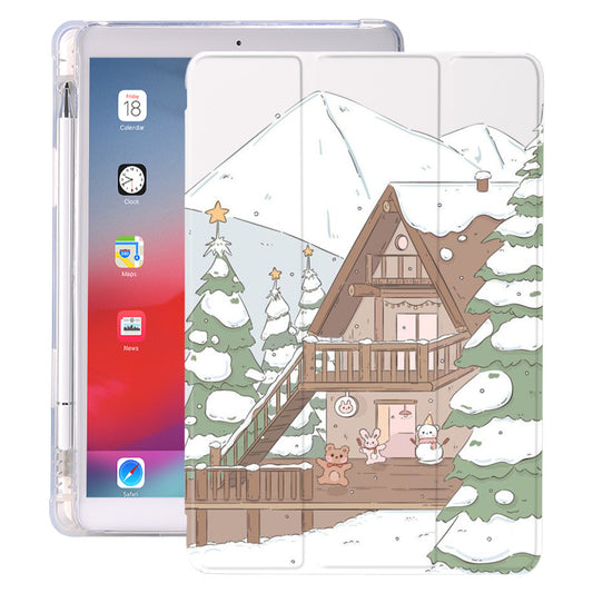 Cartoon Cabin in The Snow - iPad Case